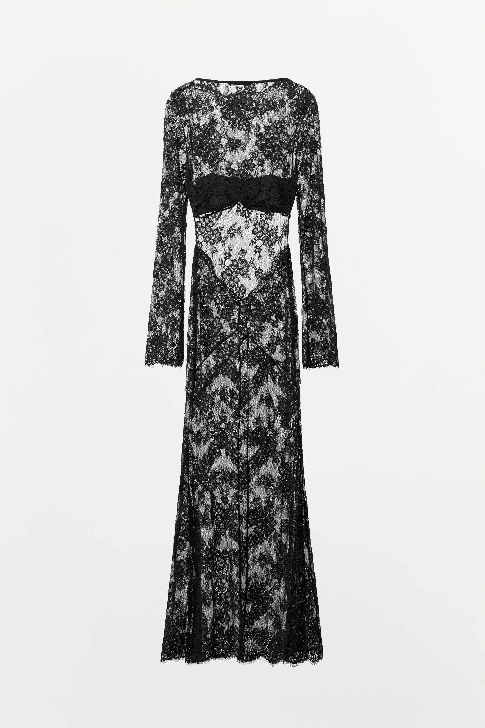LONG LACE DRESS WITH BACK NECKLINE